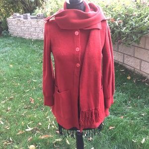 Cardigan with integrated scarf!